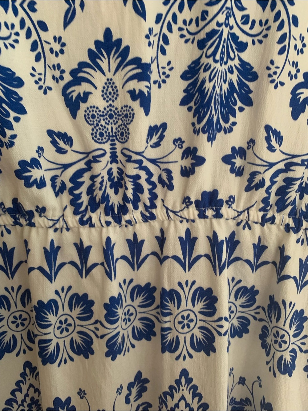 NWT Sam Edelman Dress: White, Blue Print, Button Close, V-Neck, Elastic Waist 12 - Picture 8 of 16